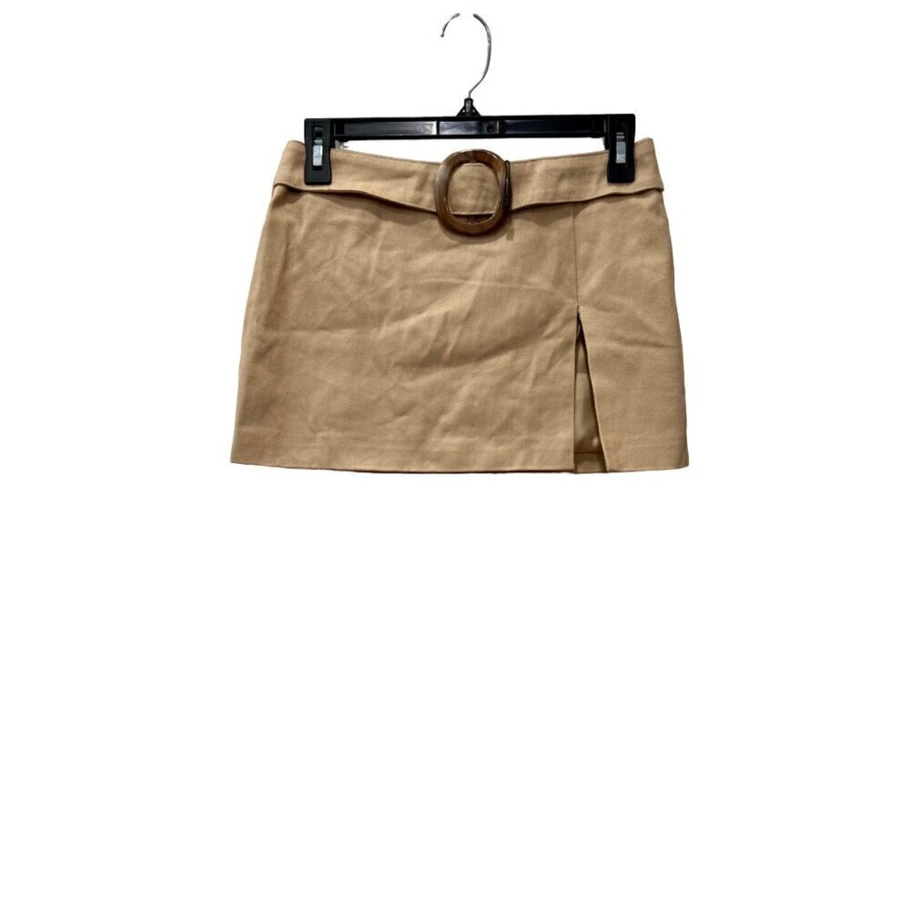 New EDIKTED Women's Size XS Ryder Belted Cotton Miniskirt Beige